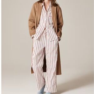 J CREW 100% COTTON PAJAMA SET STRIPED IVORY & RED NWT